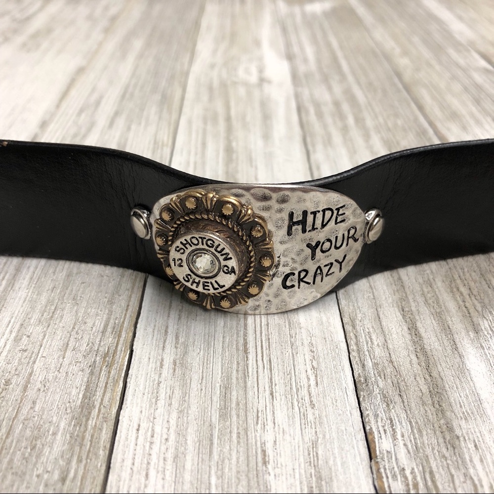 “Hide Your Crazy” Bullet Wrist Cuff Bracelet